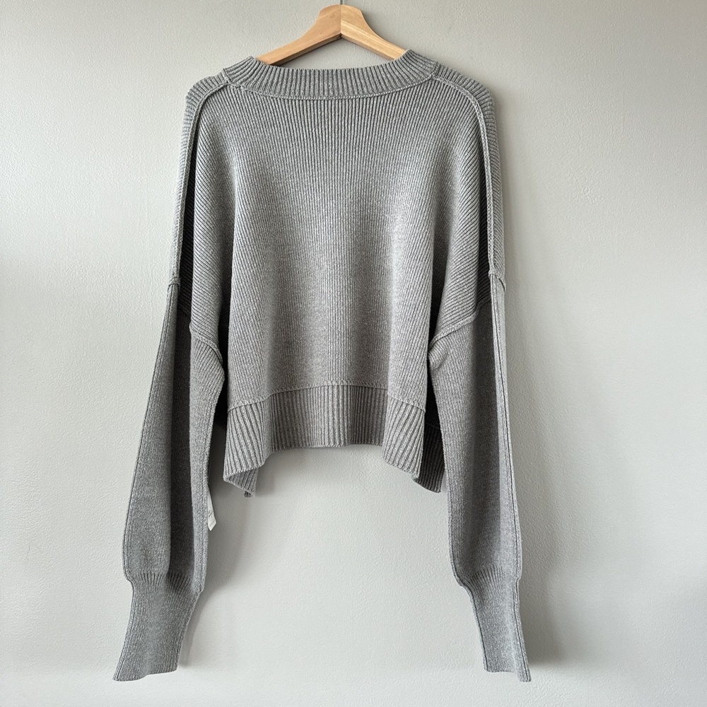 Free People Easy Street Crop Pullover Grey oversized New with tags! - Picture 6 of 16
